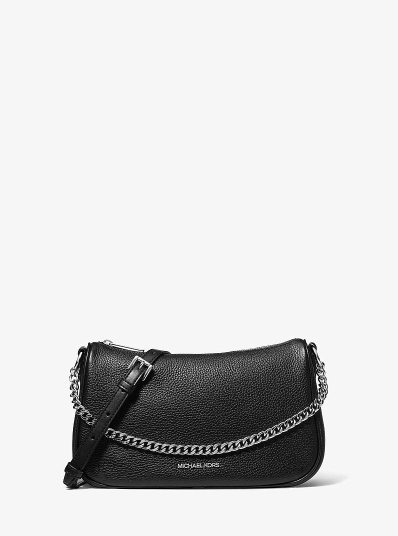 Michael Kors Carmela Medium Pebbled Leather Crossbody Bag Black