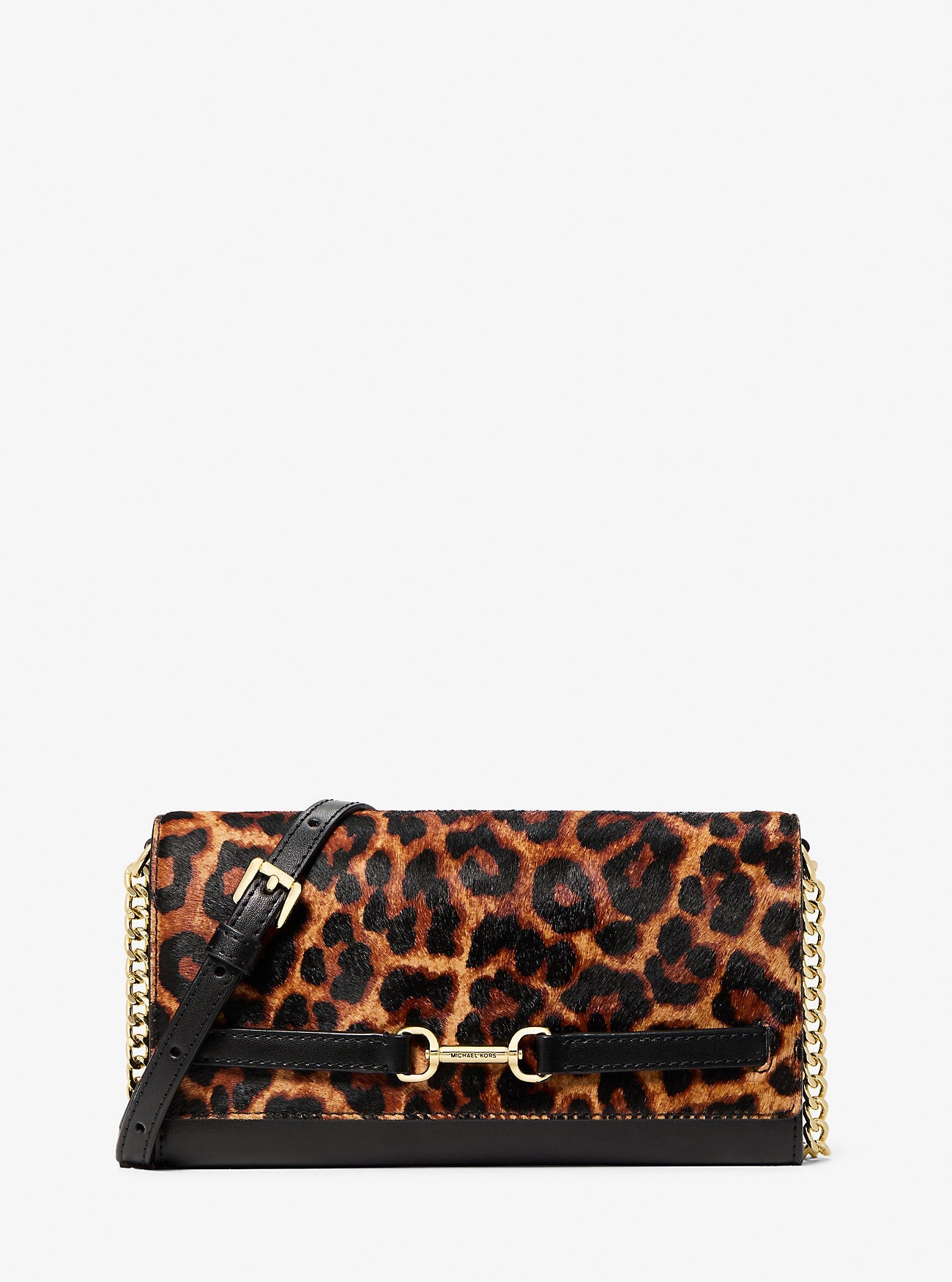 Carson Large Leopard Print Calf Hair Crossbody Bag Butterscotch Butterscotch