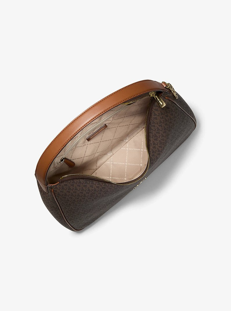 Michael Kors Nayla Medium Signature Logo Shoulder Bag Brown