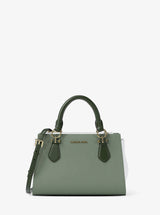 Michael Kors Marilyn Small Color-Block Saffiano Leather Messenger Bag Moss Multi