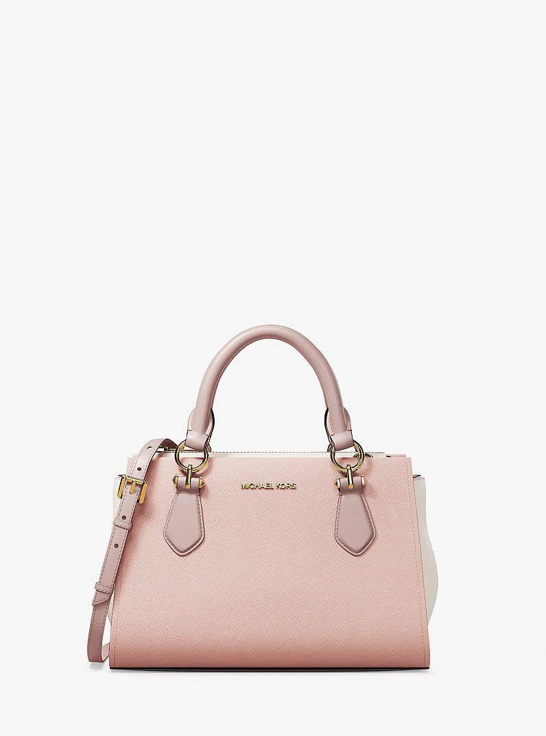 Michael Kors Marilyn Small Color-Block Saffiano Leather Messenger Bag Pwd Blsh Mlt