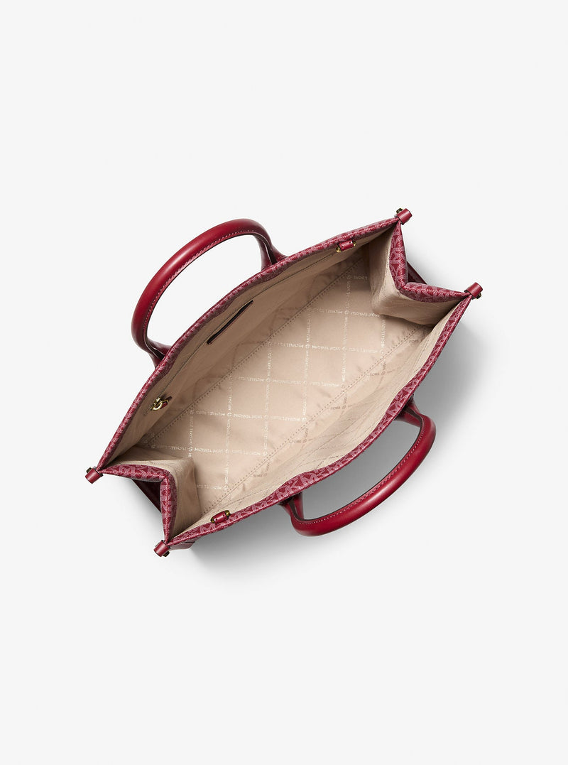 Mirella Medium Metallic Signature Logo Tote Bag Cherry Cherry