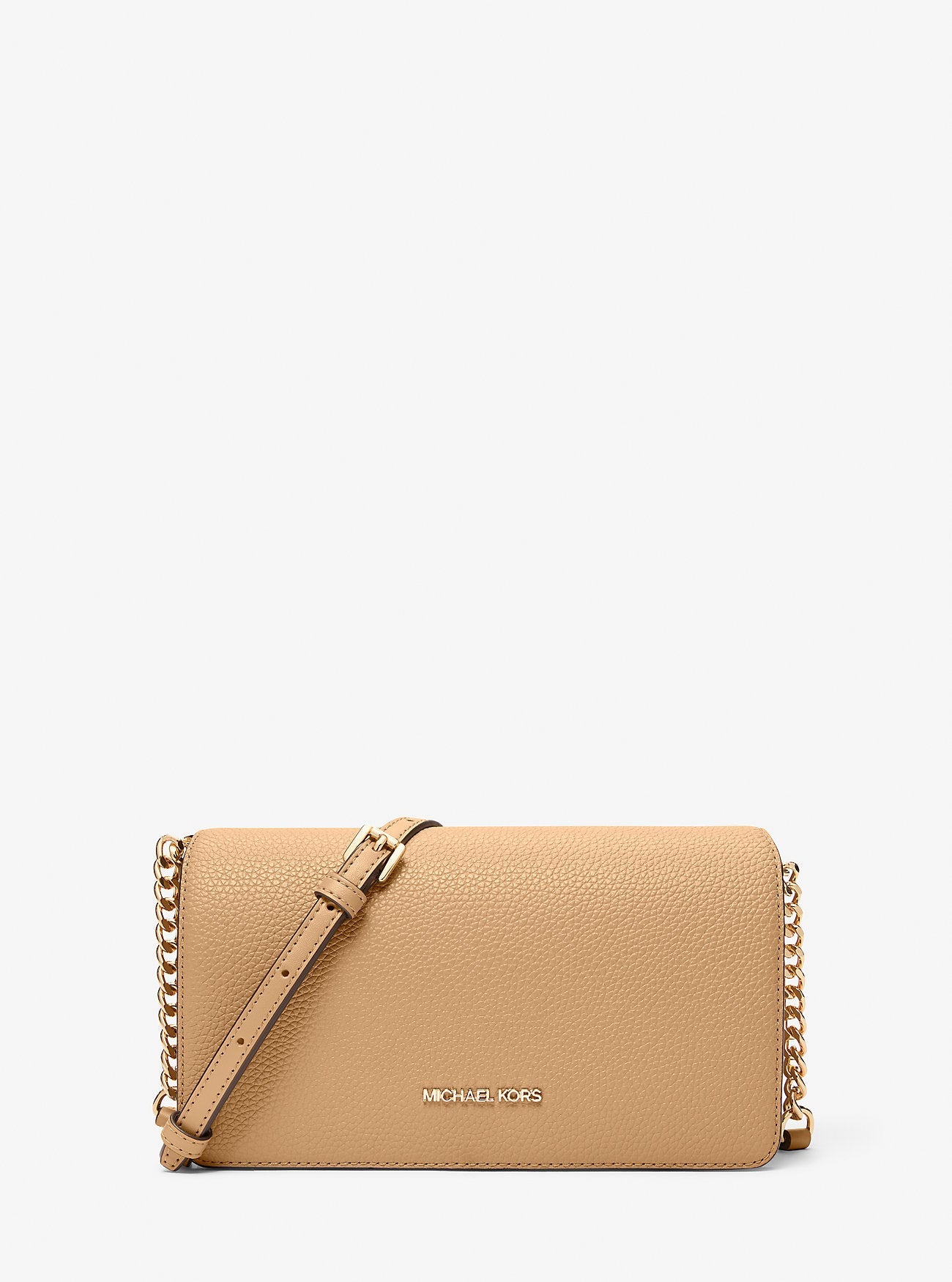 Michael Kors Jet Set Travel Medium Pebbled Leather Crossbody Bag Camel