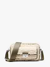 Michael Kors Bradshaw Extra-Small Faux Shearling Camera Crossbody Bag Olive