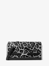 Michael Kors Carson Large Leopard Print Calf Hair Convertible Crossbody Bag Black