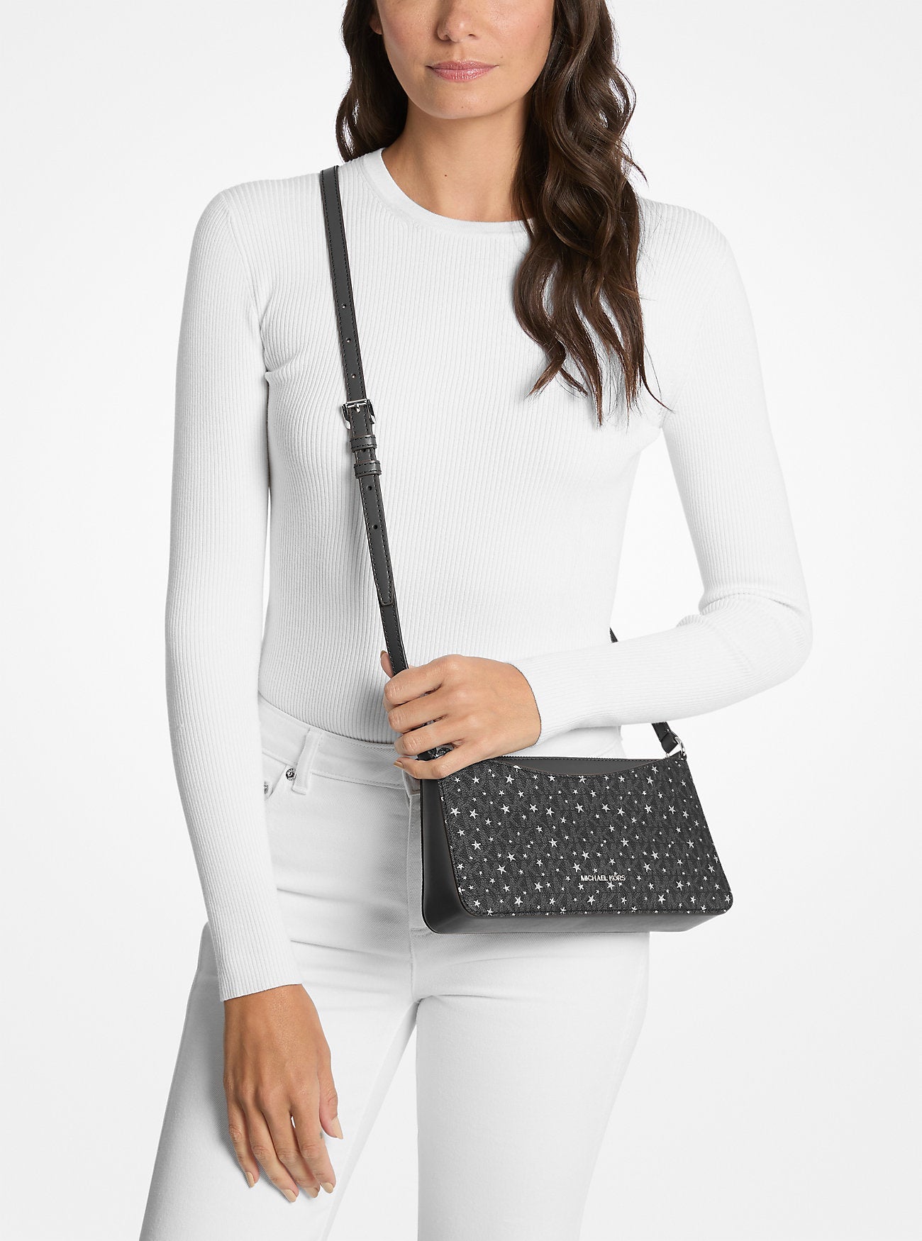 Arden Medium Printed Signature Logo Crossbody Bag Black Black