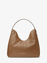 Michael Kors Nayla Medium Pebbled Leather Hobo Shoulder Bag Driftwood