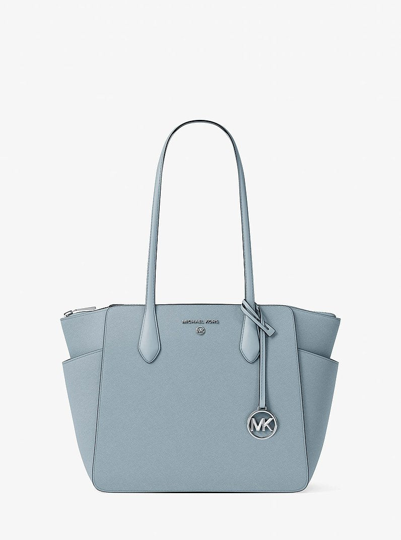 Michael Kors Marilyn Medium Saffiano Leather Tote Bag Pale Ocean