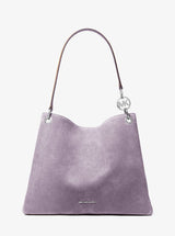 Michael Kors Christina Large Suede Shoulder Bag Lt Quartz