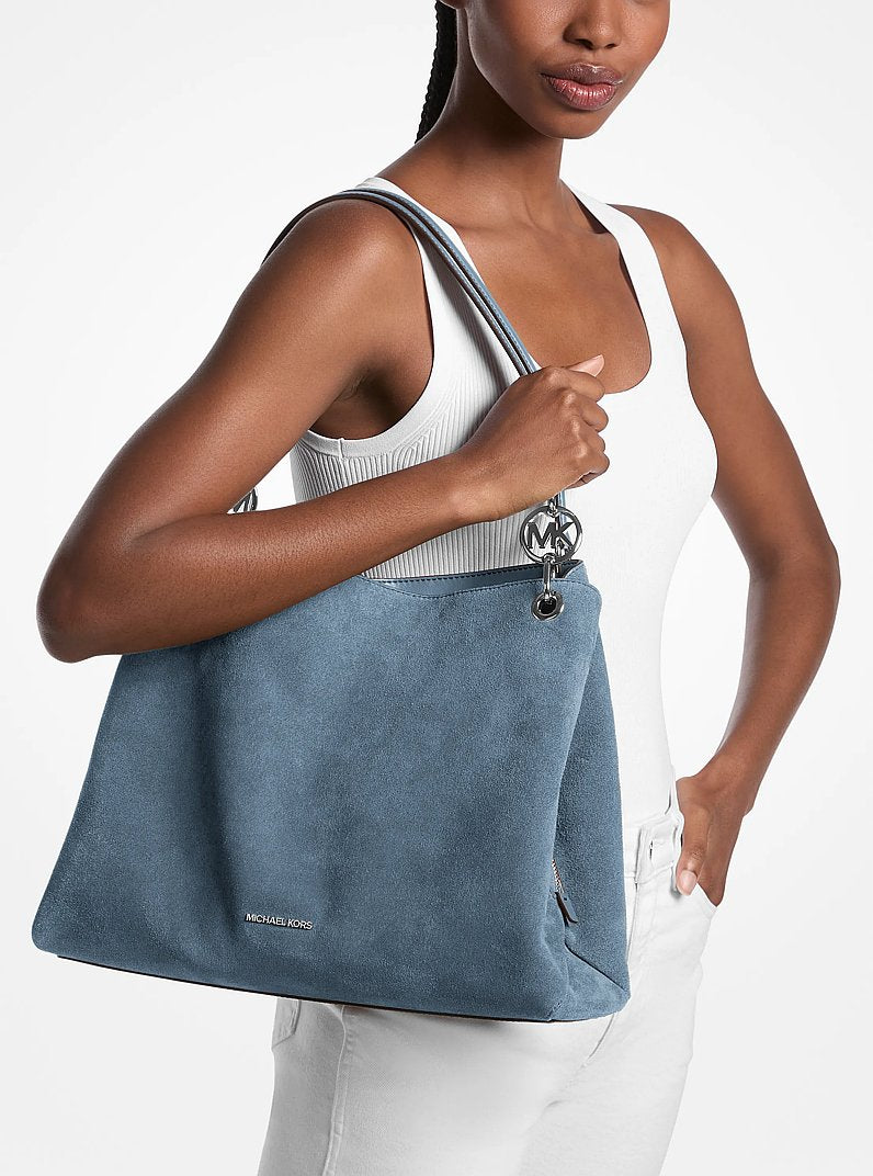 Michael Kors Christina Large Suede Shoulder Bag Denim