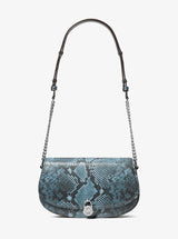 Michael Kors Mila Medium Snake Embossed Messenger Bag Cornflower