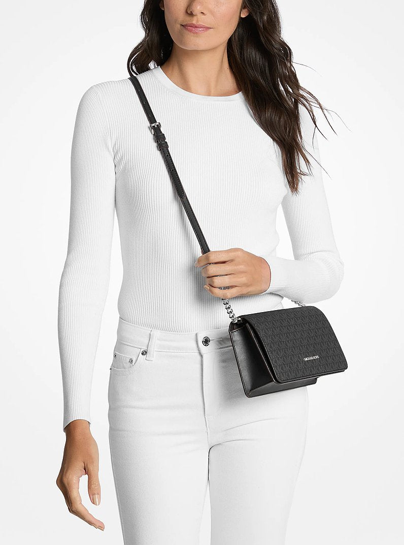 Michael Kors Jet Set Medium Signature Logo Crossbody Bag Black