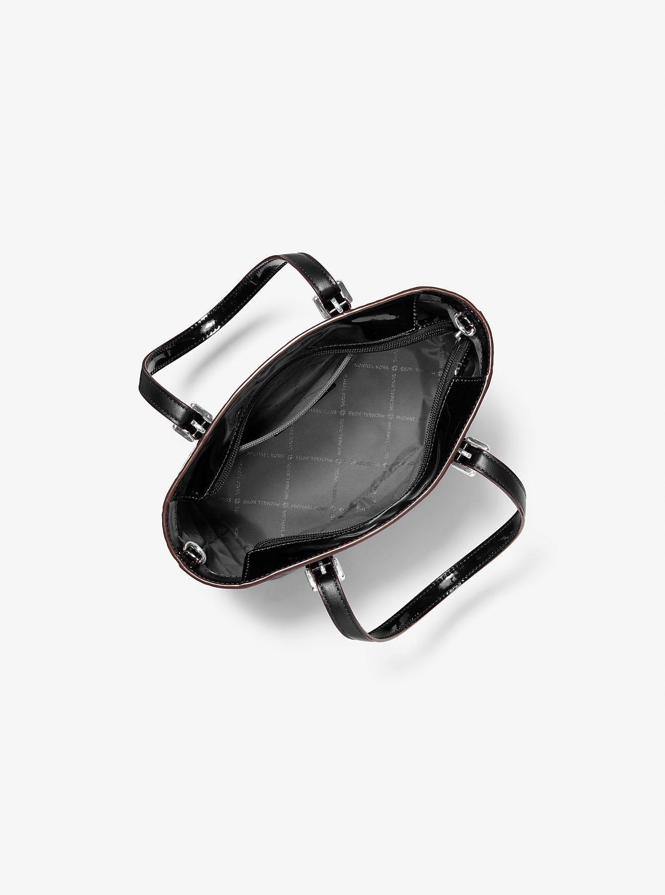 Jet Set Extra-Small Patent Logo Debossed Convertible Tote Bag Black Black