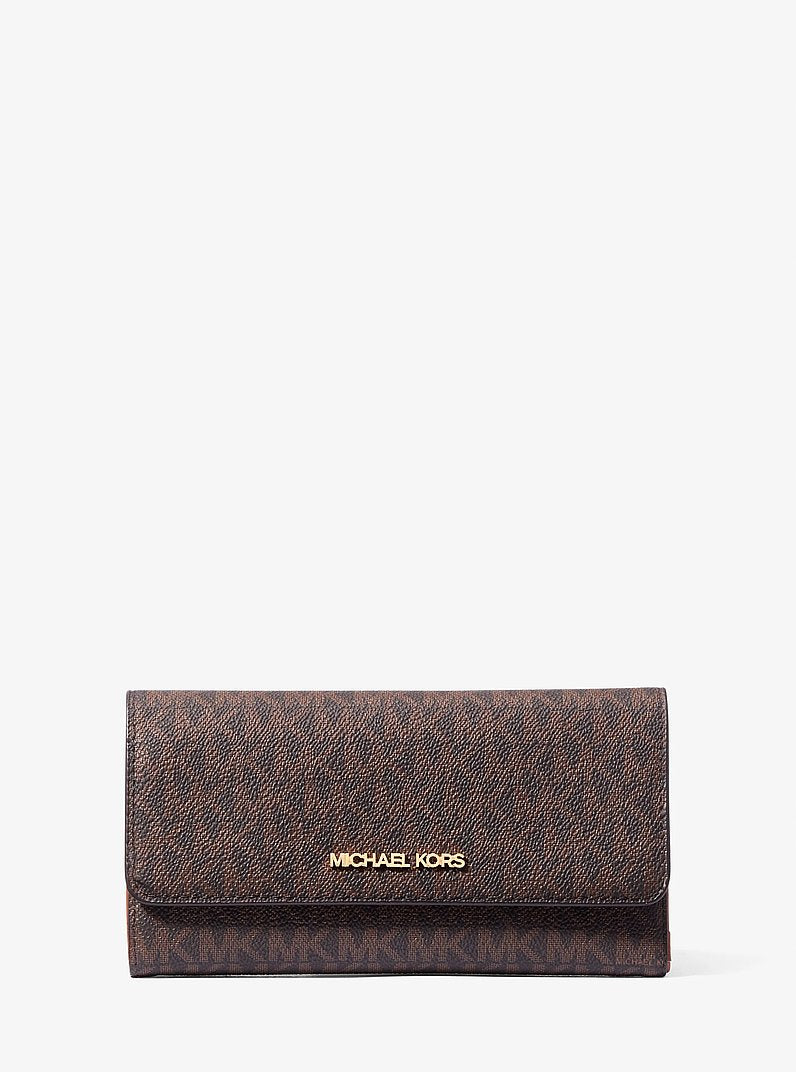 Michael Kors Jet Set Large Logo Trifold Wallet Brown