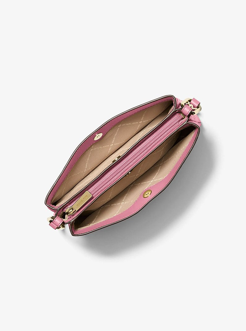 Michael Kors Trisha Medium Pebbled Leather Crossbody Bag Carnation