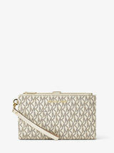 Michael Kors Jet Set Travel Large Signature Logo Wristlet Pale Gold