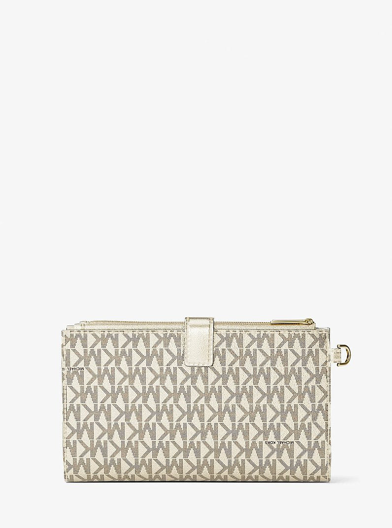 Michael Kors Jet Set Travel Large Signature Logo Wristlet Pale Gold