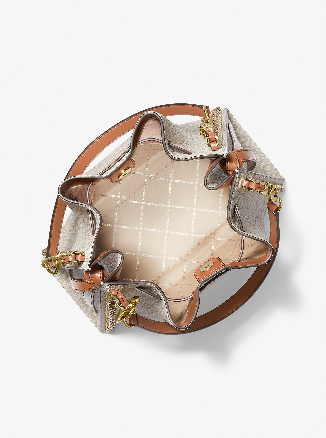 Mina Large Signature Logo Chain Shoulder Bag Vanilla Vanilla