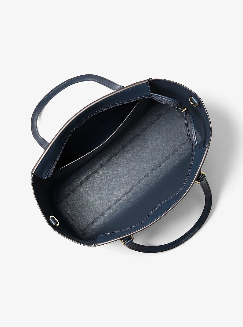 Michael Kors Charlotte Large Saffiano Leather 3-in-1 Tote Bag Navy