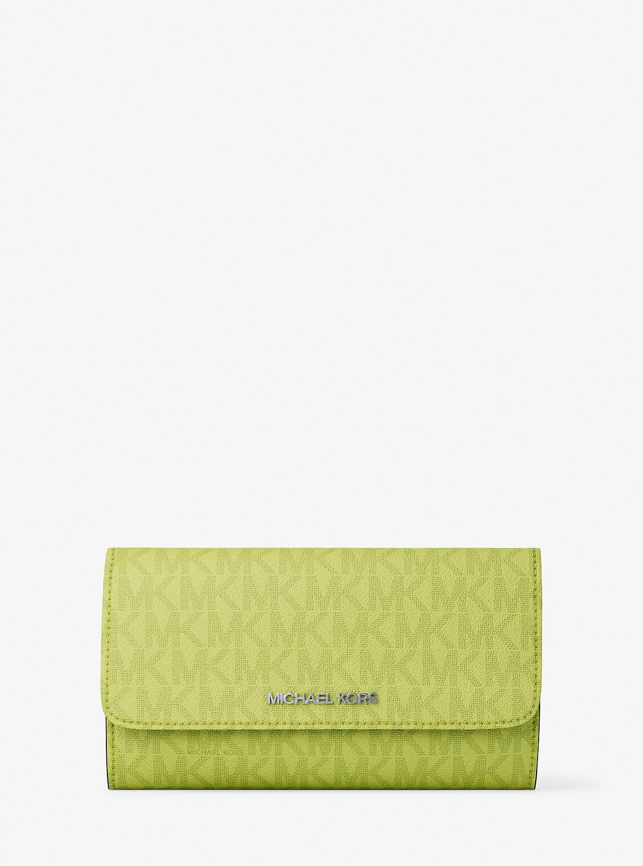 Michael Kors Jet Set Large Signature Logo Tri-Fold Wallet Lime