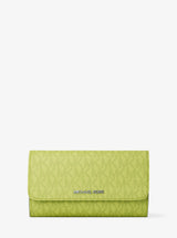 Michael Kors Jet Set Large Signature Logo Tri-Fold Wallet Lime