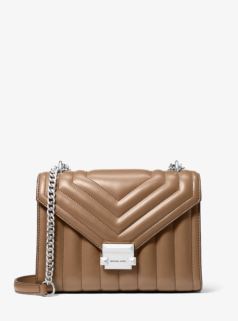 Michael Kors Whitney Medium Quilted Shoulder Bag Driftwood
