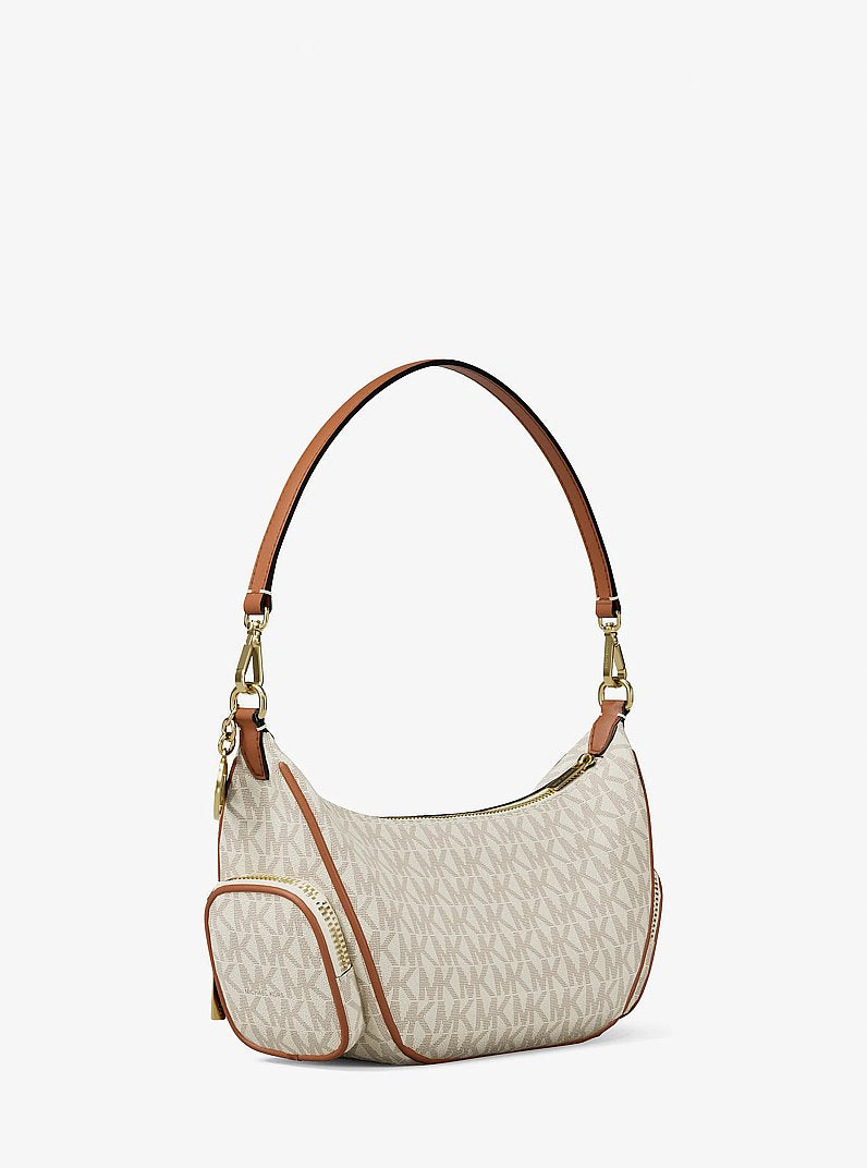 Michael Kors Merritt Small Signature Logo Convertible Shoulder Bag Vanilla