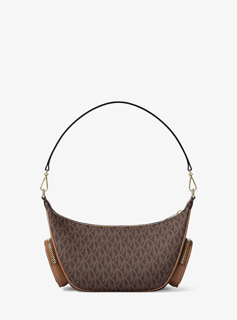 Michael Kors Merritt Small Signature Logo Convertible Shoulder Bag Brown