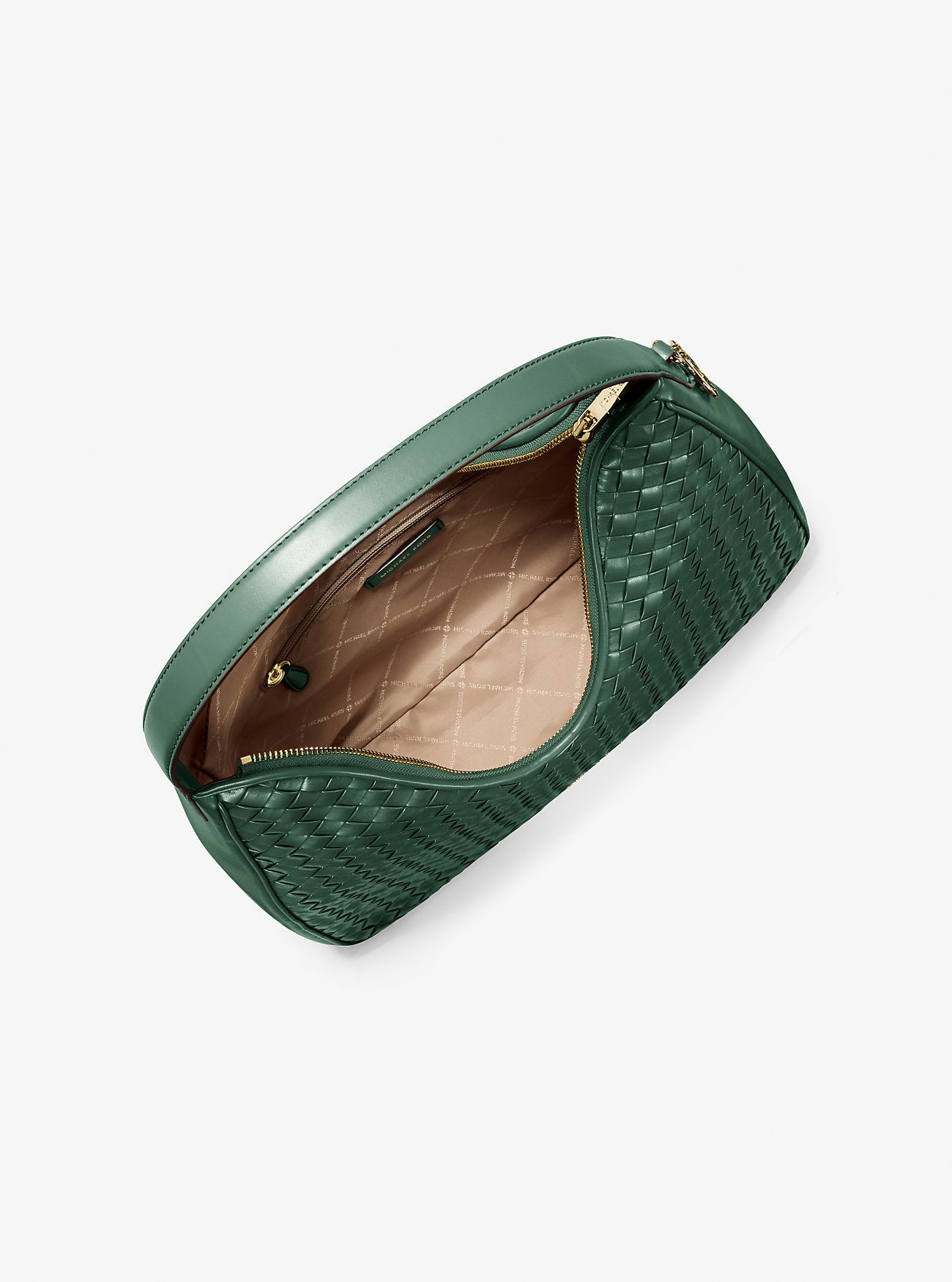 Michael Kors Nayla Medium Woven Shoulder Bag Moss