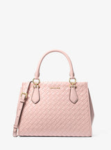 Michael Kors Marilyn Medium Woven Satchel Powder Blush