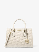 Michael Kors Sheila Medium Heart Embroidered Satchel Lt Cream