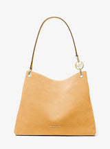 Michael Kors Christina Large Suede Shoulder Bag Honeywheat