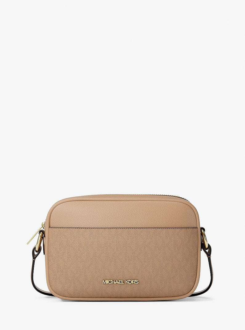 Michael Kors Jet Set Small Signature Logo Camera Crossbody Bag Camel