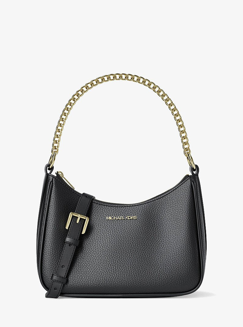 Michael Kors Jet Set Large Pebbled Leather Convertible Crossbody Bag Black