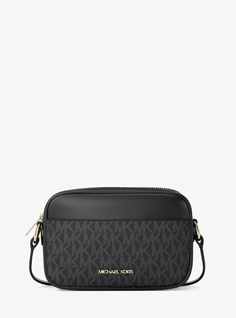 Michael Kors Jet Set Small Signature Logo Camera Crossbody Bag Black