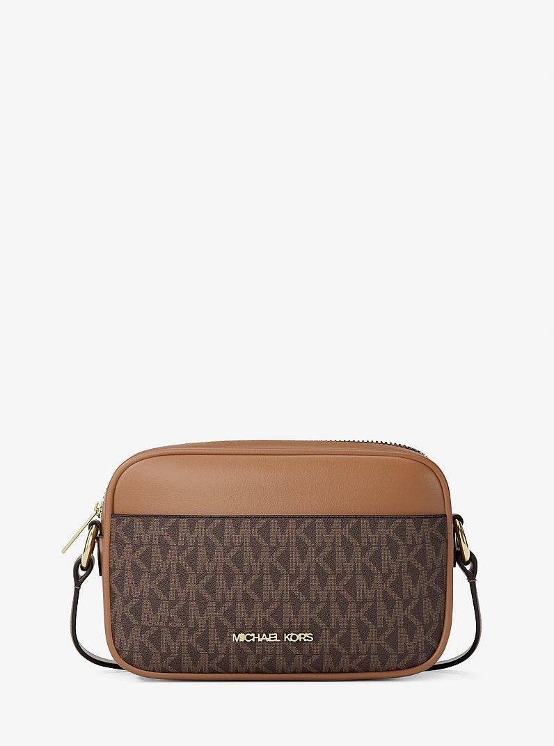 Michael Kors Jet Set Small Signature Logo Camera Crossbody Bag Brown