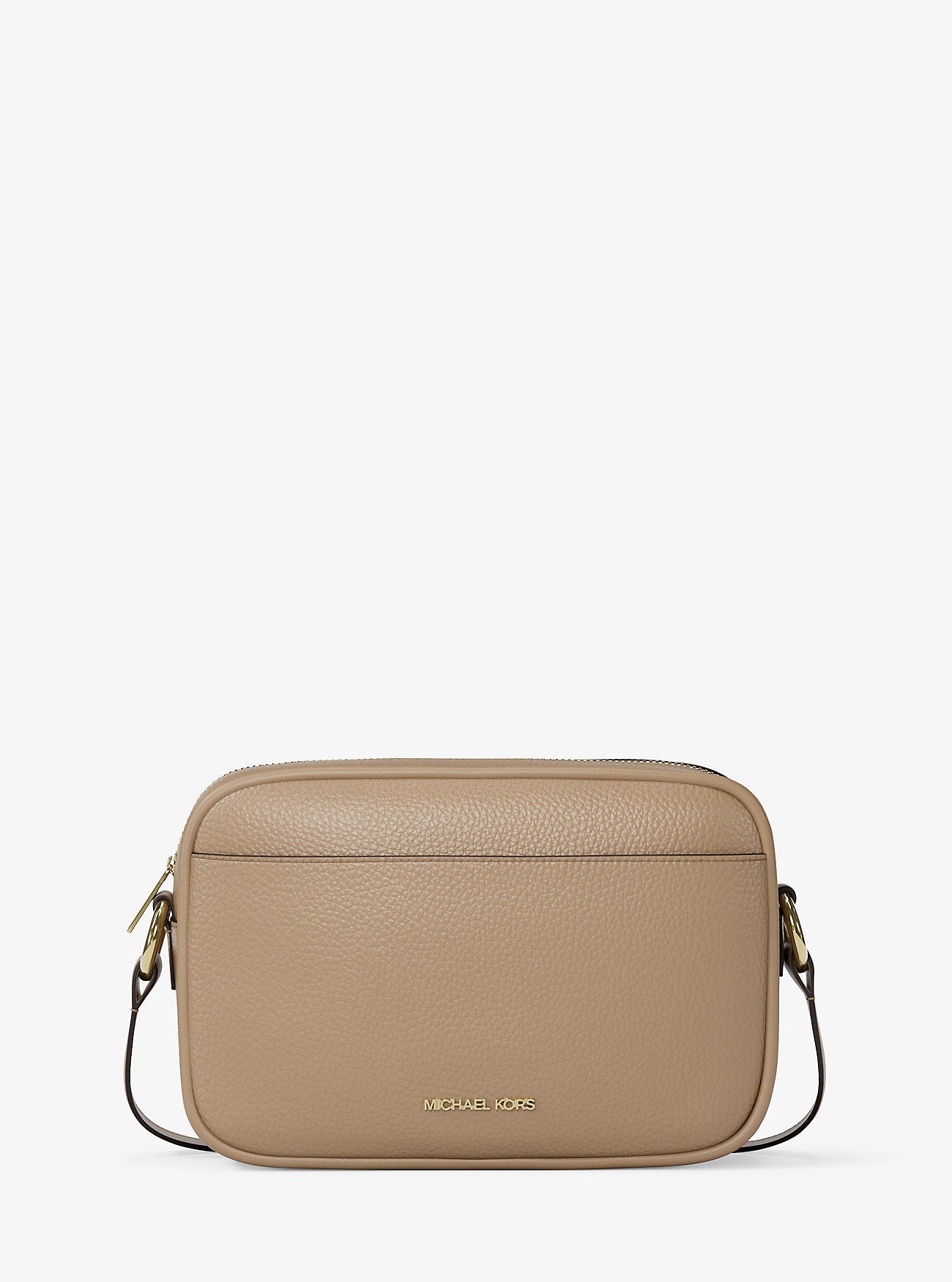 Michael Kors Jet Set Pebbled Leather Camera Crossbody Bag Camel