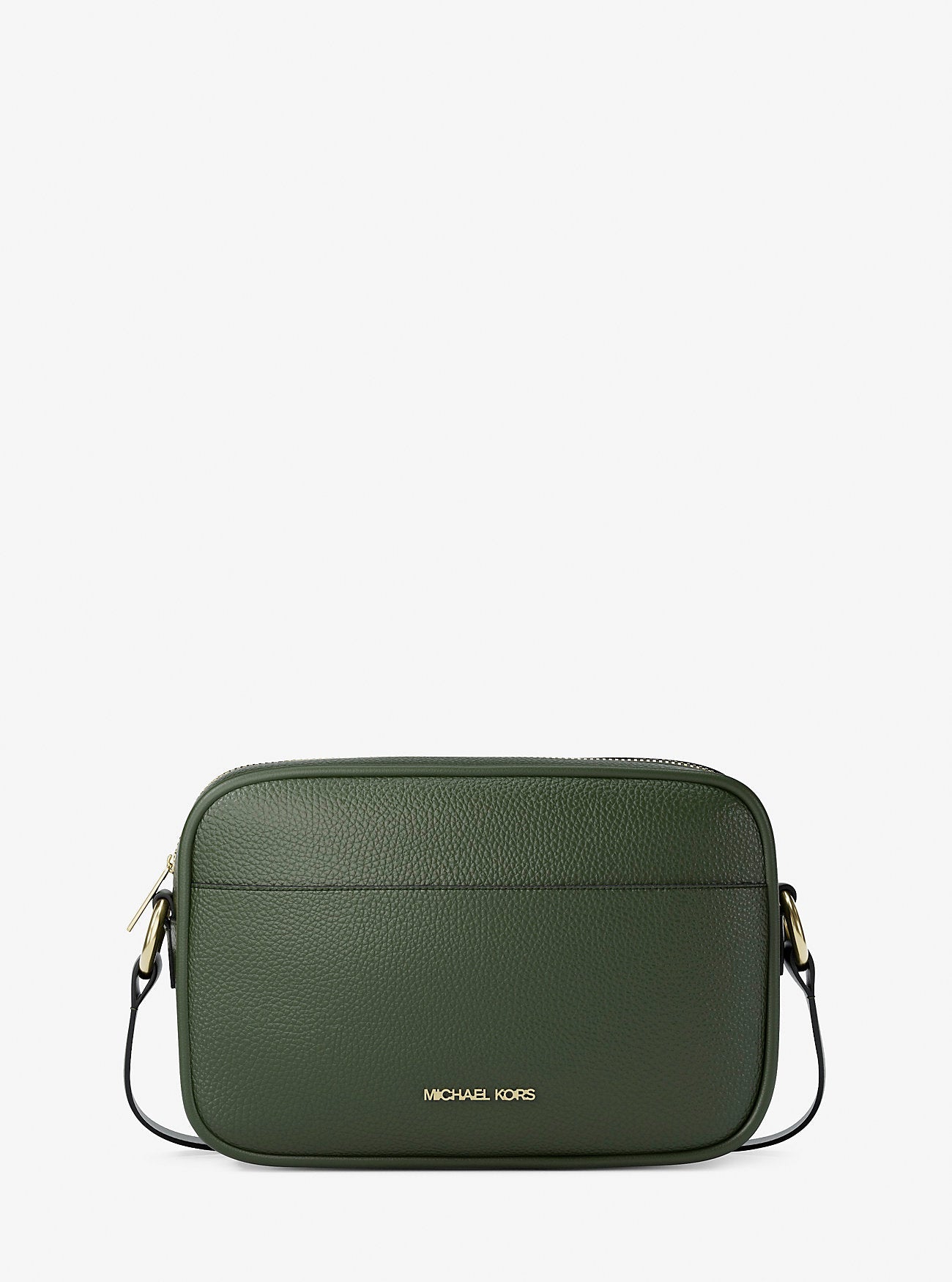 Michael Kors Jet Set Pebbled Leather Camera Crossbody Bag Moss