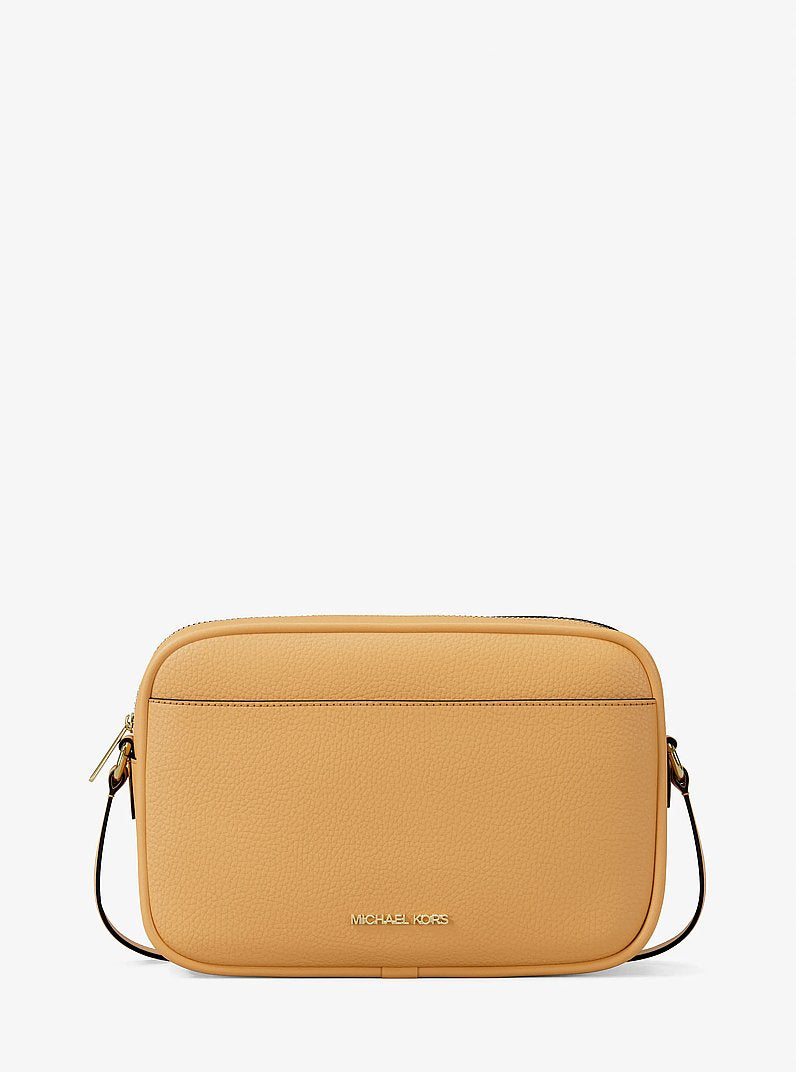 Michael Kors Jet Set Large Pebbled Leather Camera Crossbody Bag Honeywheat