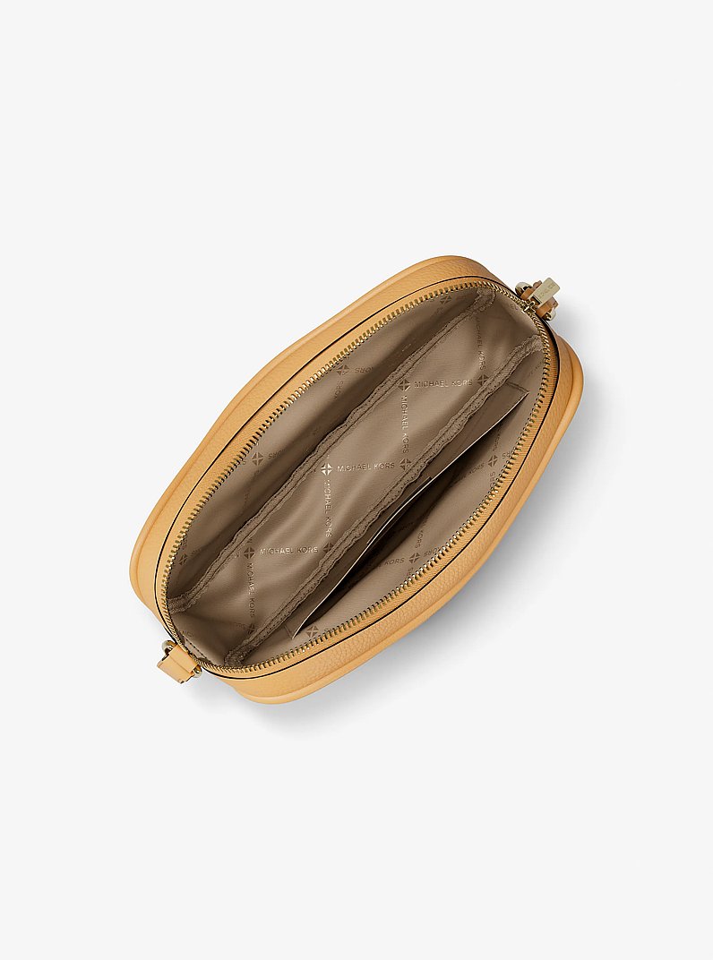Michael Kors Jet Set Large Pebbled Leather Camera Crossbody Bag Honeywheat