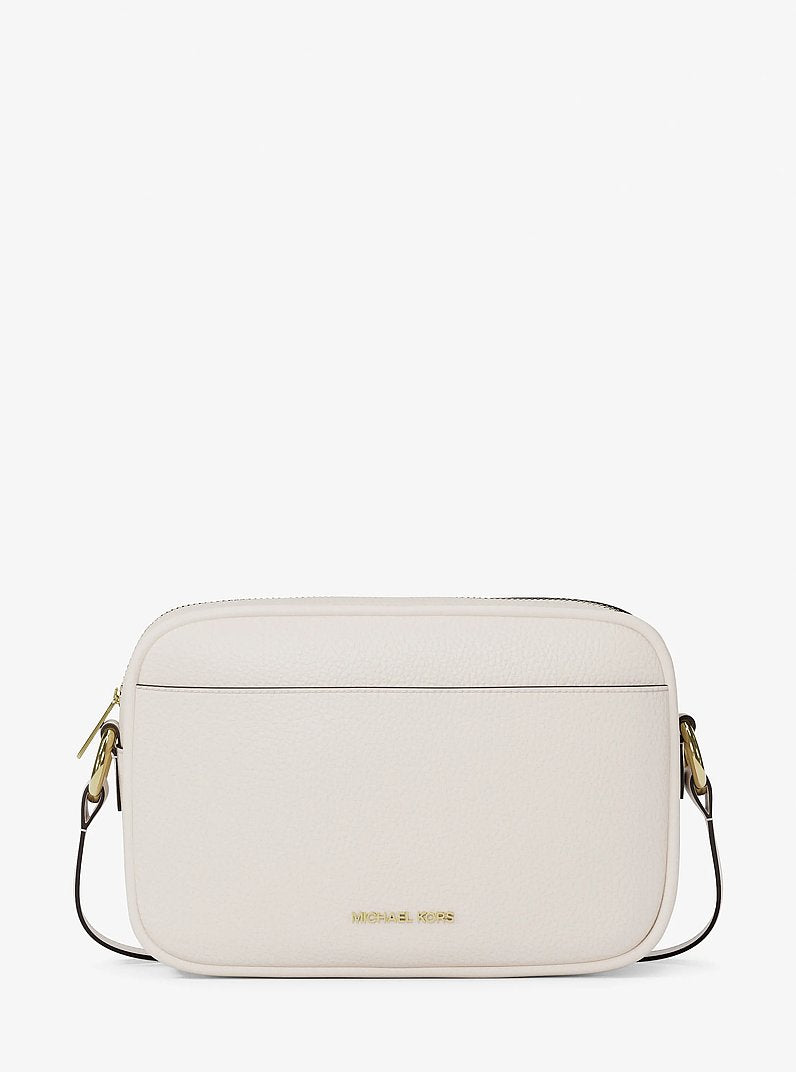 Michael Kors Jet Set Large Pebbled Leather Camera Crossbody Bag Lt Cream
