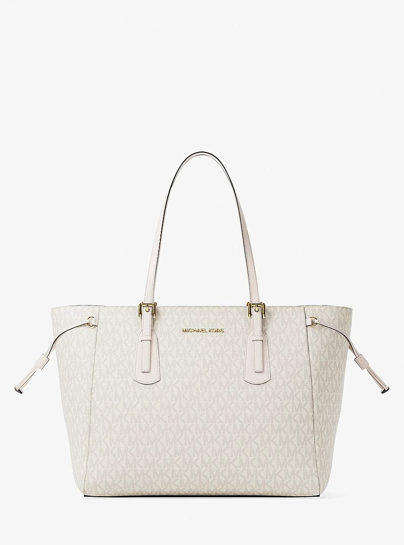 Michael Kors Voyager Large Signature Logo Top-Zip Tote Bag Lt Crm Multi