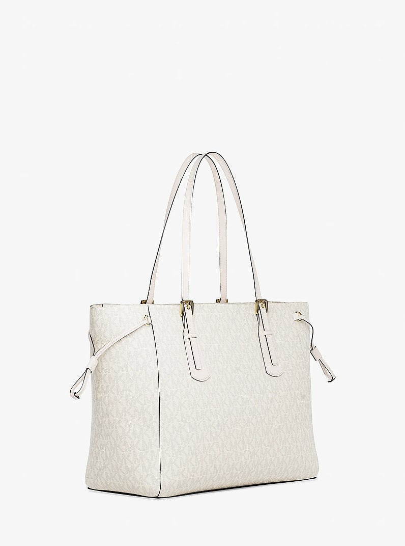 Michael Kors Voyager Large Signature Logo Top-Zip Tote Bag Lt Crm Multi