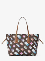 Michael Kors Voyager Large Printed Signature Logo Tote Bag Brown