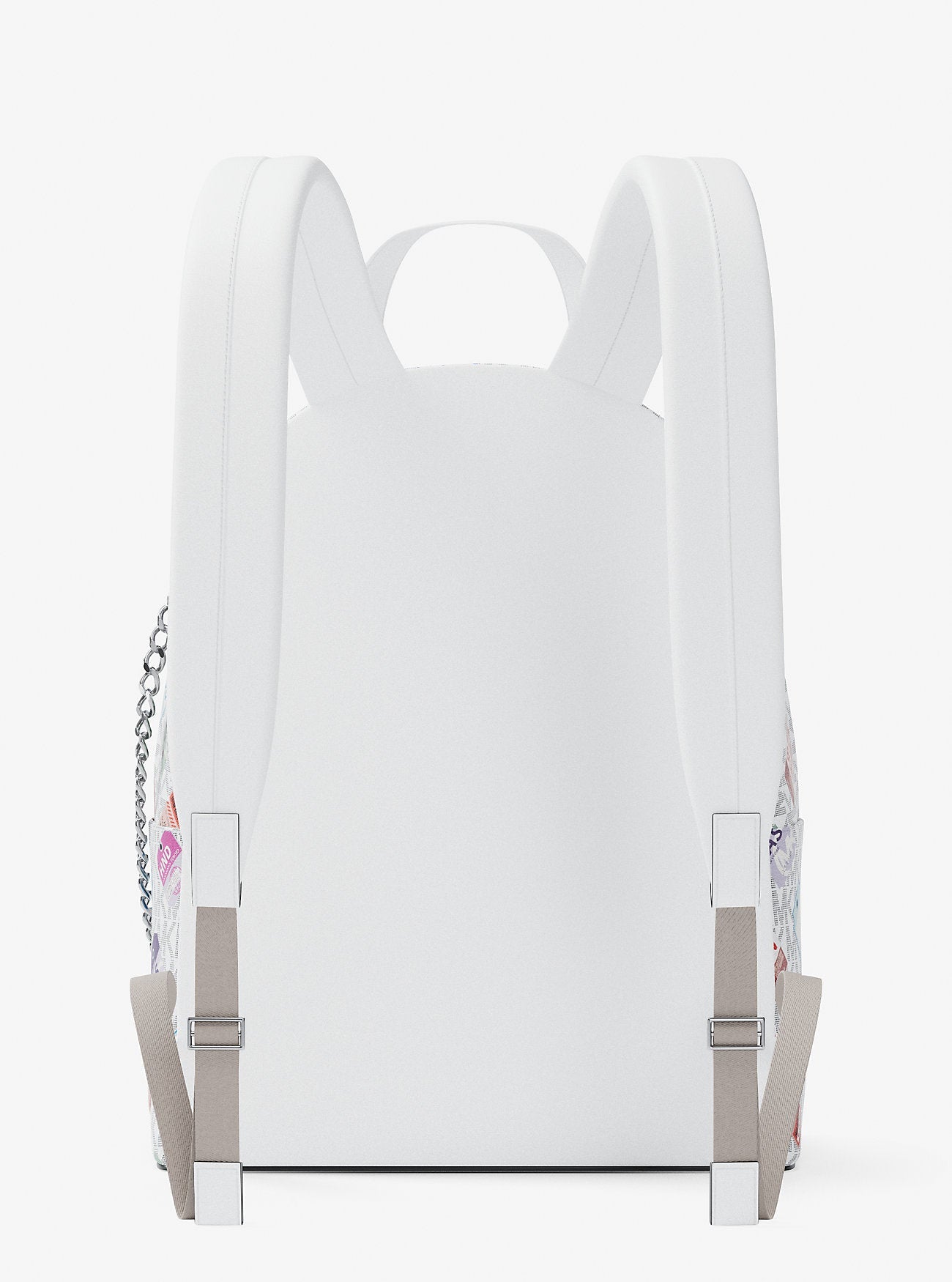 Slater Medium Printed Signature Logo Backpack Optic White Optic White