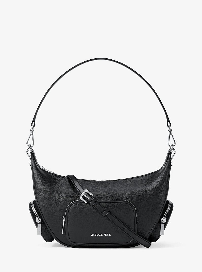 Michael Kors Merritt Medium Pebbled Leather Convertible Shoulder Bag Black