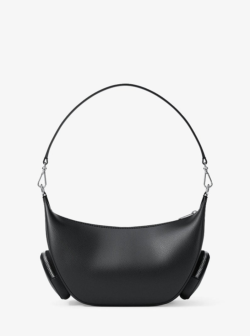 Michael Kors Merritt Medium Pebbled Leather Convertible Shoulder Bag Black