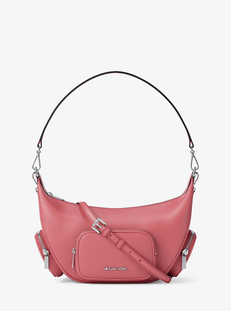 Michael Kors Merritt Medium Pebbled Leather Convertible Shoulder Bag Hibiscus