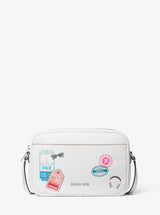 Michael Kors Jet Set Large Embellished Camera Crossbody Bag Optic White