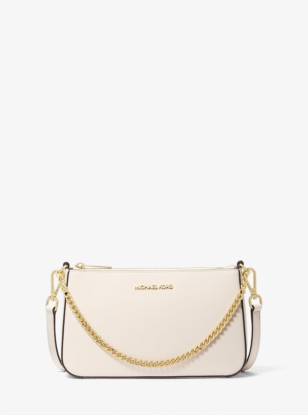 Michael Kors Jet Set Medium Saffiano Leather Crossbody Bag Lt Cream